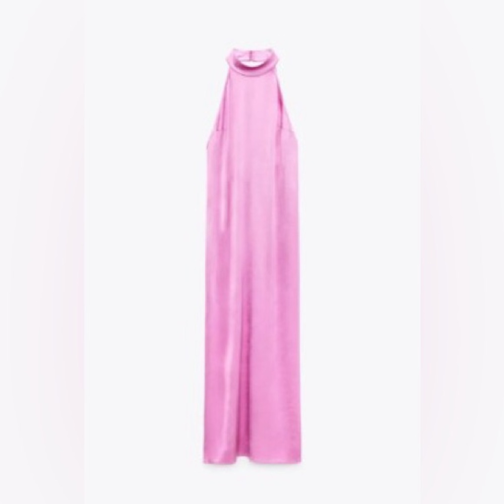 Zara Satin Halter Dress - Mid length open back